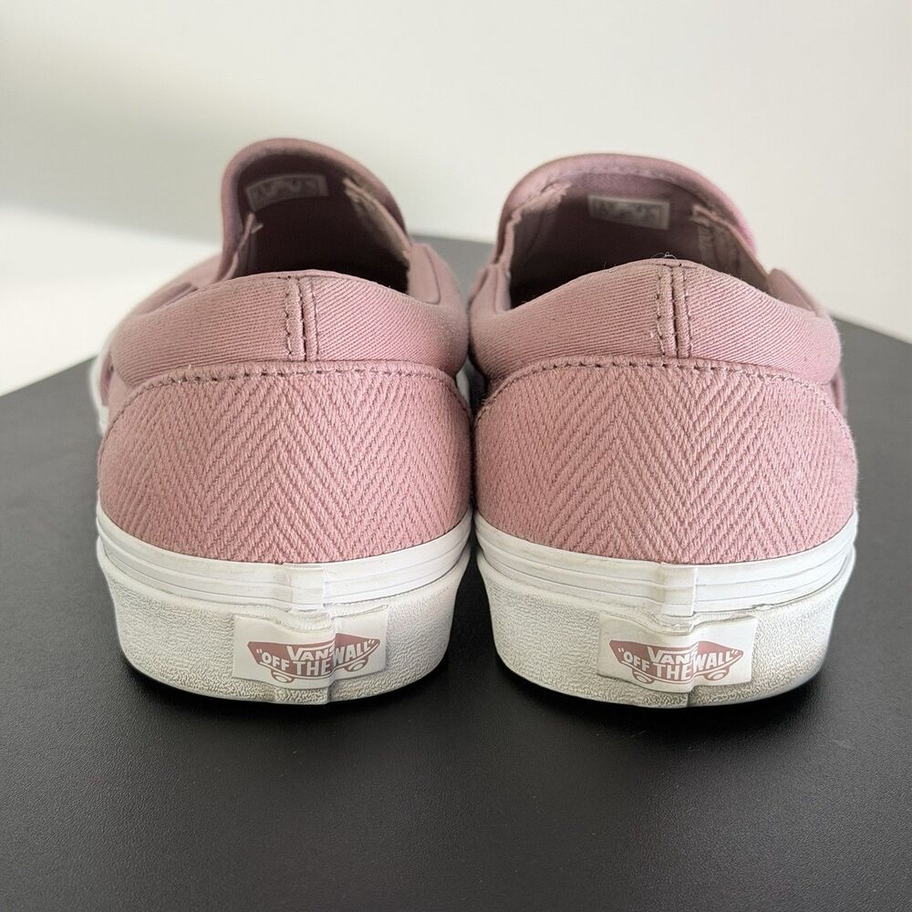 Vans Classic Slip-On Pink Herringbone Sneakers Women’s 9.5 (Men’s 8) Low Top - Picture 6 of 15